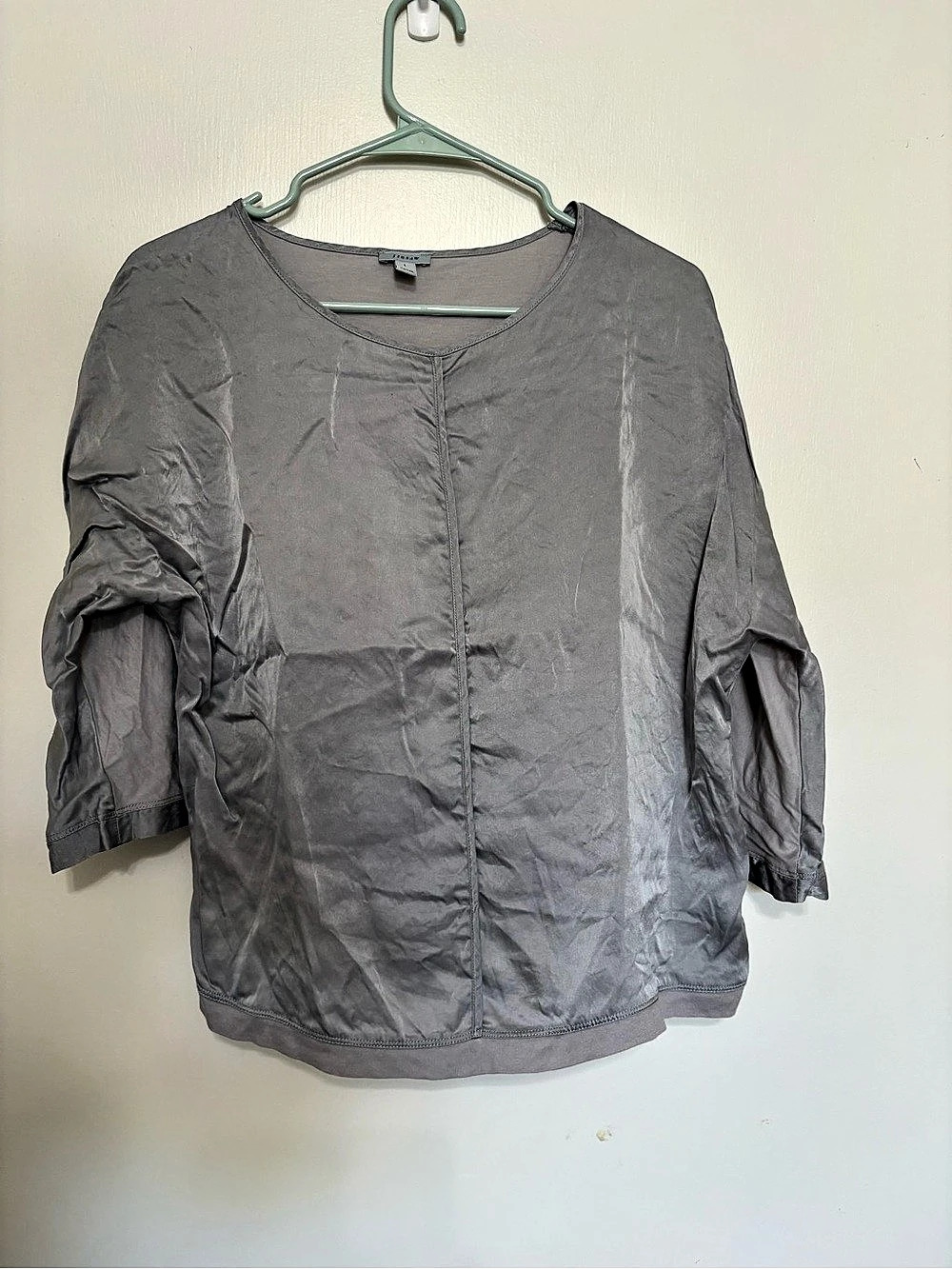 Jigsaw Silk Blouse in Gray Large